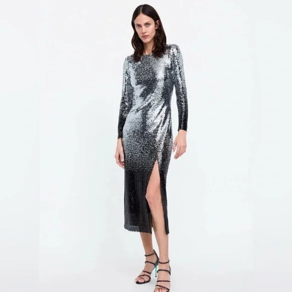 ombre sequin dress zara OMBR SEQUINNED DRESS